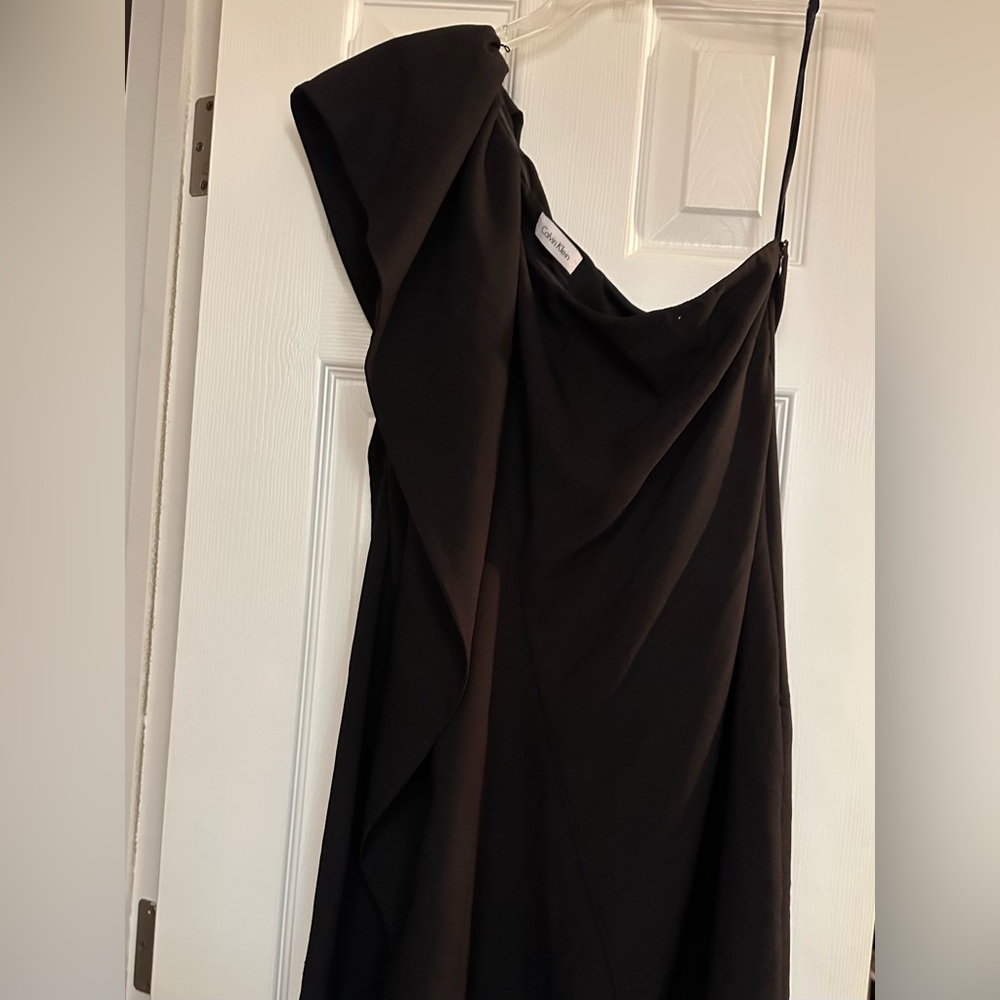 Black cold shoulder dress with ruffle detail